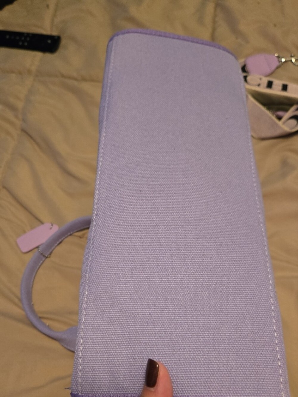 Coach Lavender Canvas Tote with Purple Logo and Strap - Picture 7 of 12